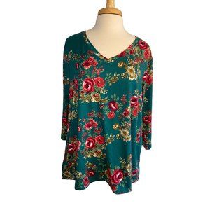 Pioneer Woman Green Floral Top Women's XXL